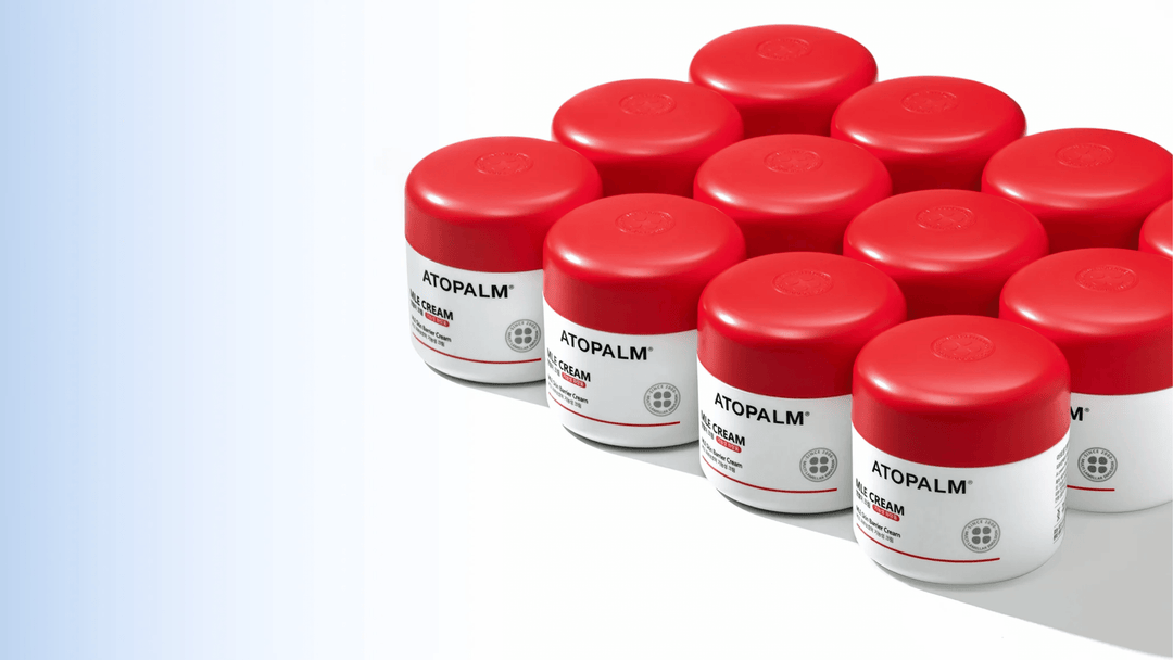 ATOPALM MLE Cream i flera burkar med rött lock, barriärstärkande ansiktskräm för torr och känslig hud, ceramidbaserad hudvård som återfuktar och stärker hudens skyddsbarriär