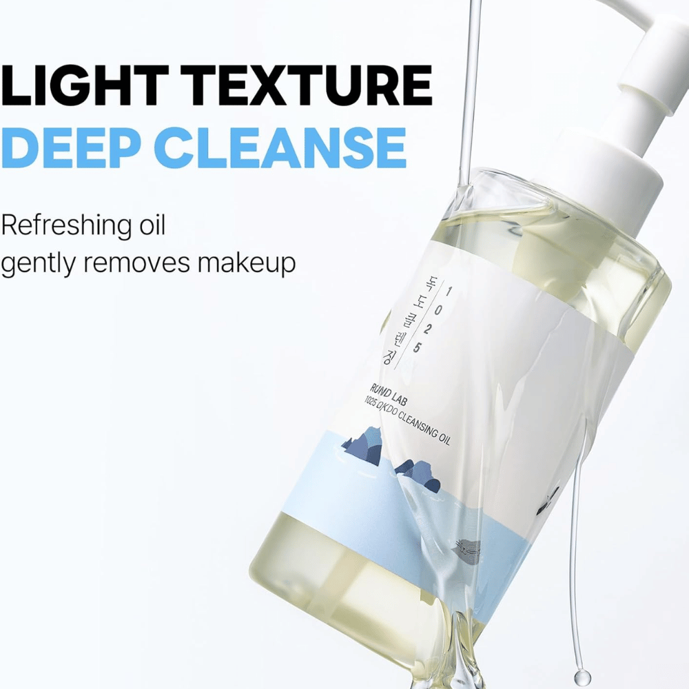 Round Lab Dokdo cleansing oil med let formel, som fugter huden samtidig med, at den fjerner makeup og snavs
