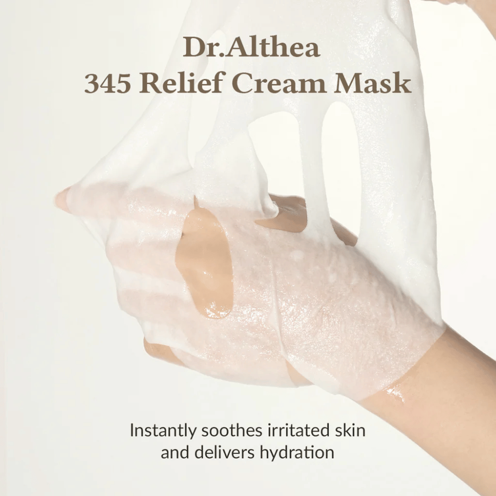 Dr. Althea 345 Relief Cream Mask vegansk cellulose Sheet mask med essens for bedre absorption og hudkomfort