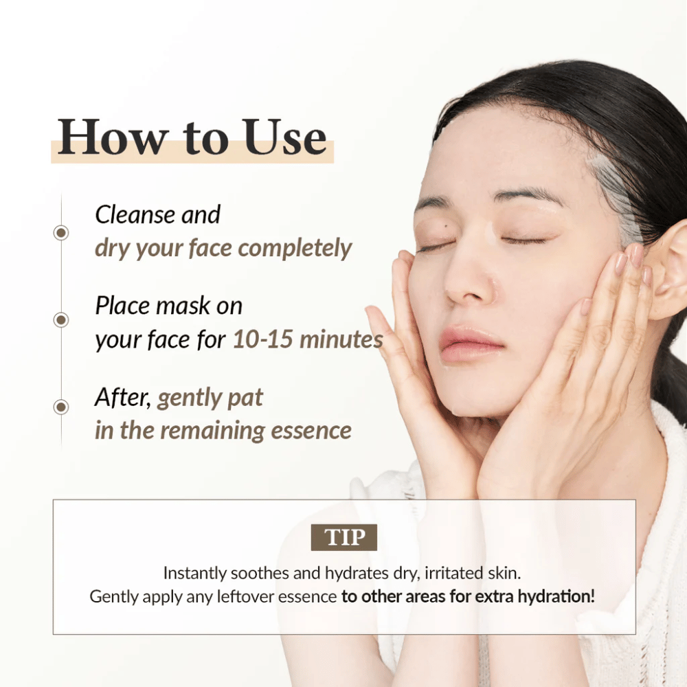 Hvordan man bruger Dr. Althea 345 Relief Cream Mask Sheet mask – påfør i 10–15 minutter for fugtet og beroliget hud