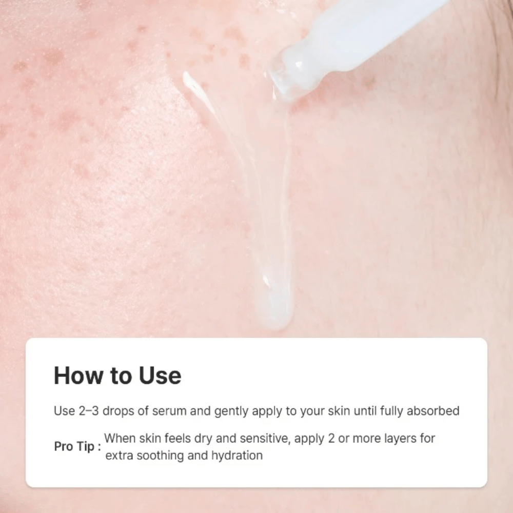 Dr. Althea 345 Relief Serum påføres med pipette på huden for fugt, beroligende pleje og styrket hudbarriere.