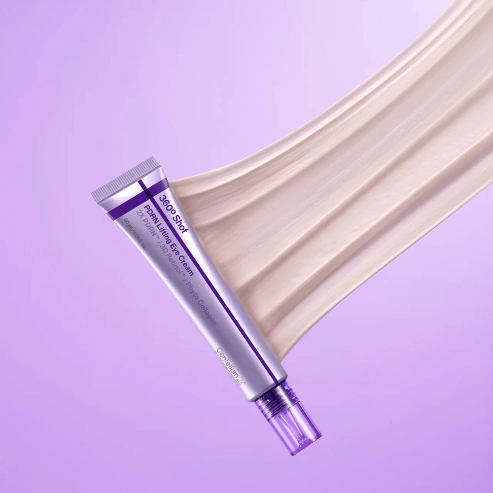 Centellian24 360º Shot PDRN Lifting Eye Cream tekstur – nærbillede af cremet Øjencreme med PDRN og kollagen, der hjælper med at fugte og give huden omkring øjnene et glattere udseende.