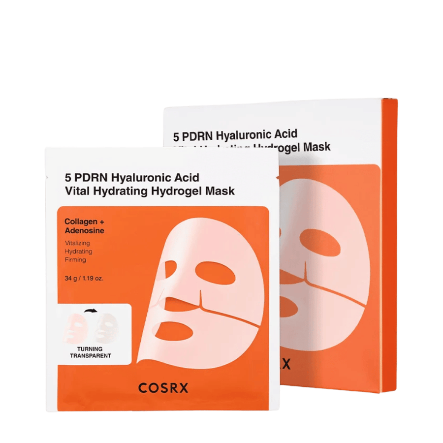 COSRX 5 PDRN Hyaluronic Acid Vital Hydrating Hydrogel Mask 34 g med kollagen og adenosin til fugtgivende og opstrammende hudpleje