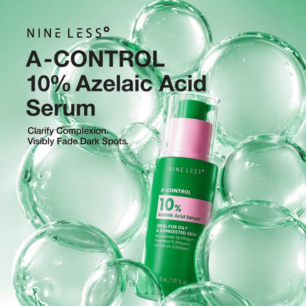 NINELESS A-Control 10% Azelaic Acid Serum 30 ml – koreansk serum med azelainsyre mod urenheder, pigmentpletter og en mere ensartet hudtone.