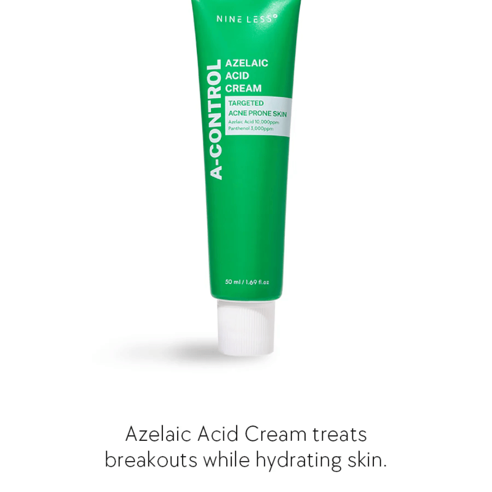 NINELESS Azelaic Acid Cream ansigtscreme – creme til akne-udsat hud, der hjælper med at modvirke bumser, fugte huden og udjævne hudtonen.
