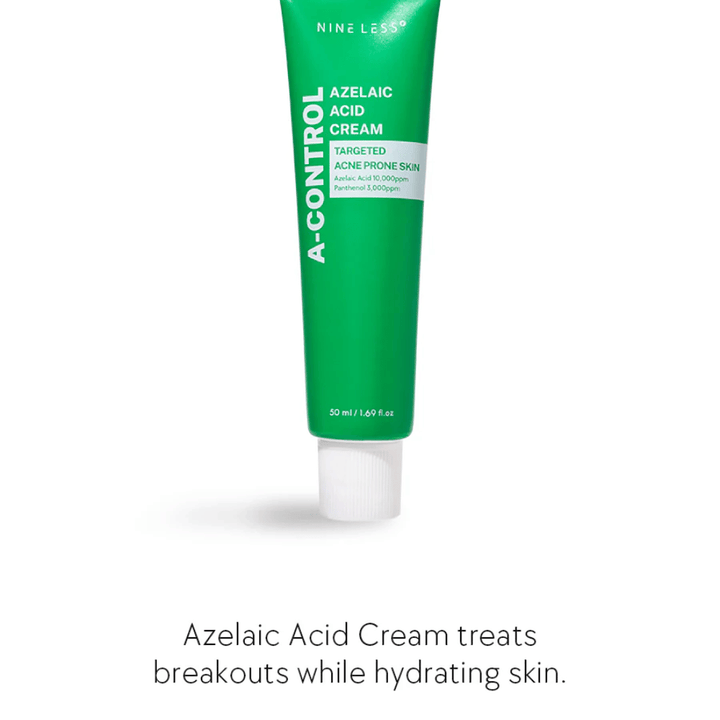 NINELESS Azelaic Acid Cream ansigtscreme – creme til akne-udsat hud, der hjælper med at modvirke bumser, fugte huden og udjævne hudtonen.