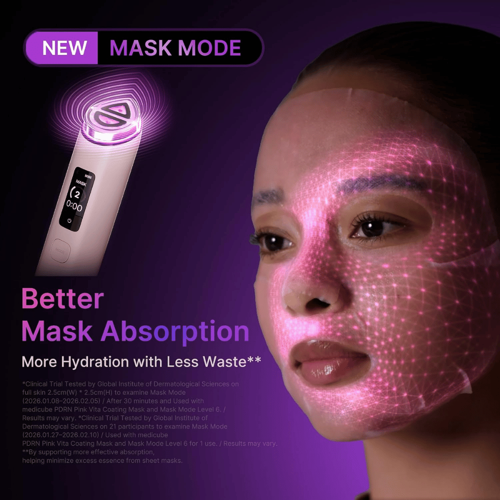 medicube AGE-R Booster Pro X2 Mask Mode til forbedret absorption af ansigtsmasker og øget fugt