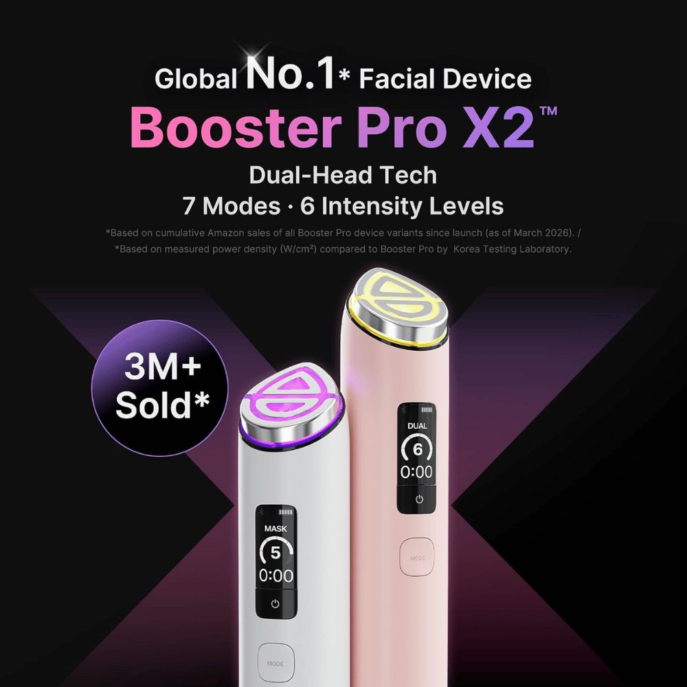 medicube AGE-R Booster Pro X2 avanceret hudplejeenhed med Dual-Head Tech, syv behandlingsindstillinger og seks intensitetsniveauer