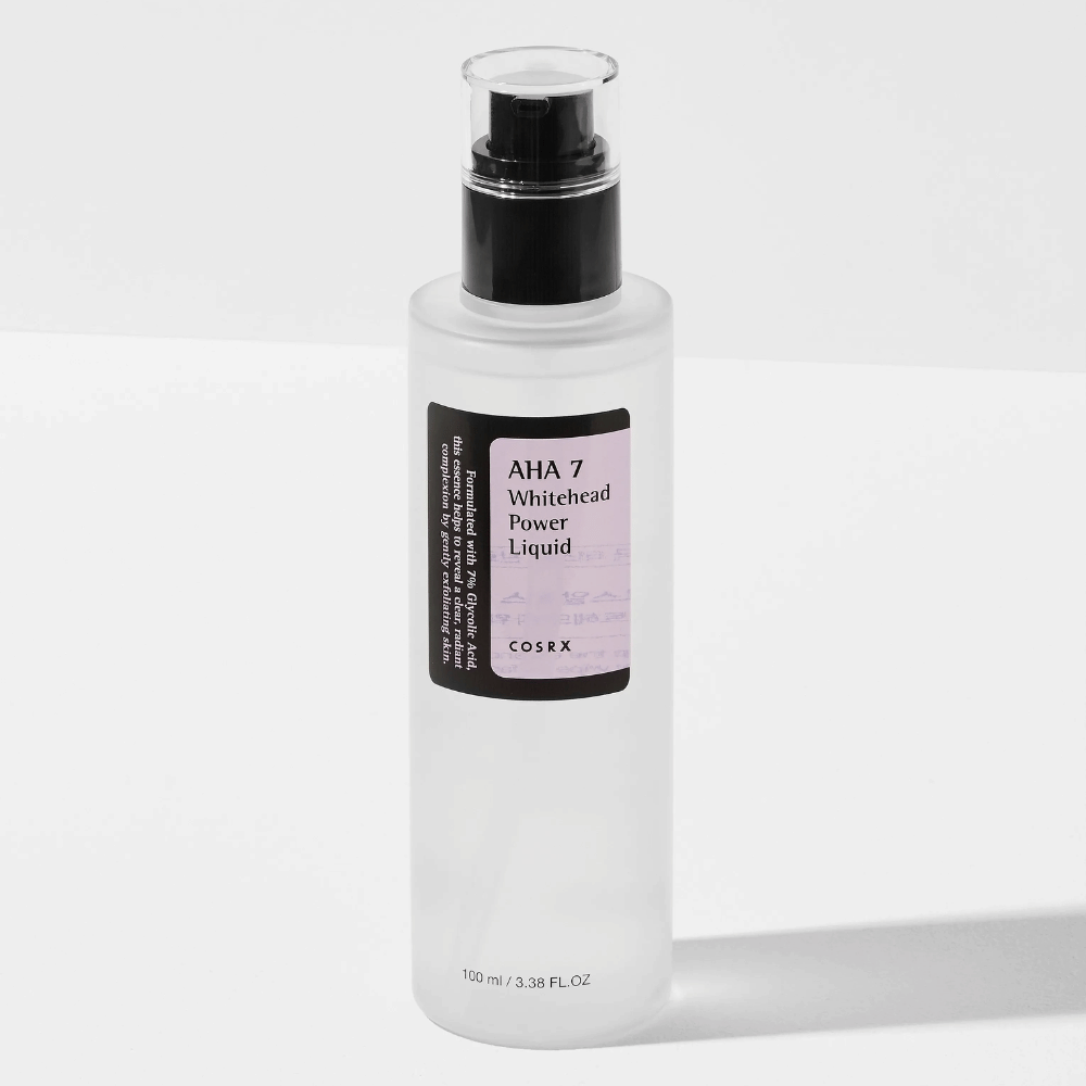 COSRX AHA 7 Whitehead Power Liquid 100 ml, kemisk peeling med glykolsyre som eksfolierer, reducerer hudorme og giver klarere hud.