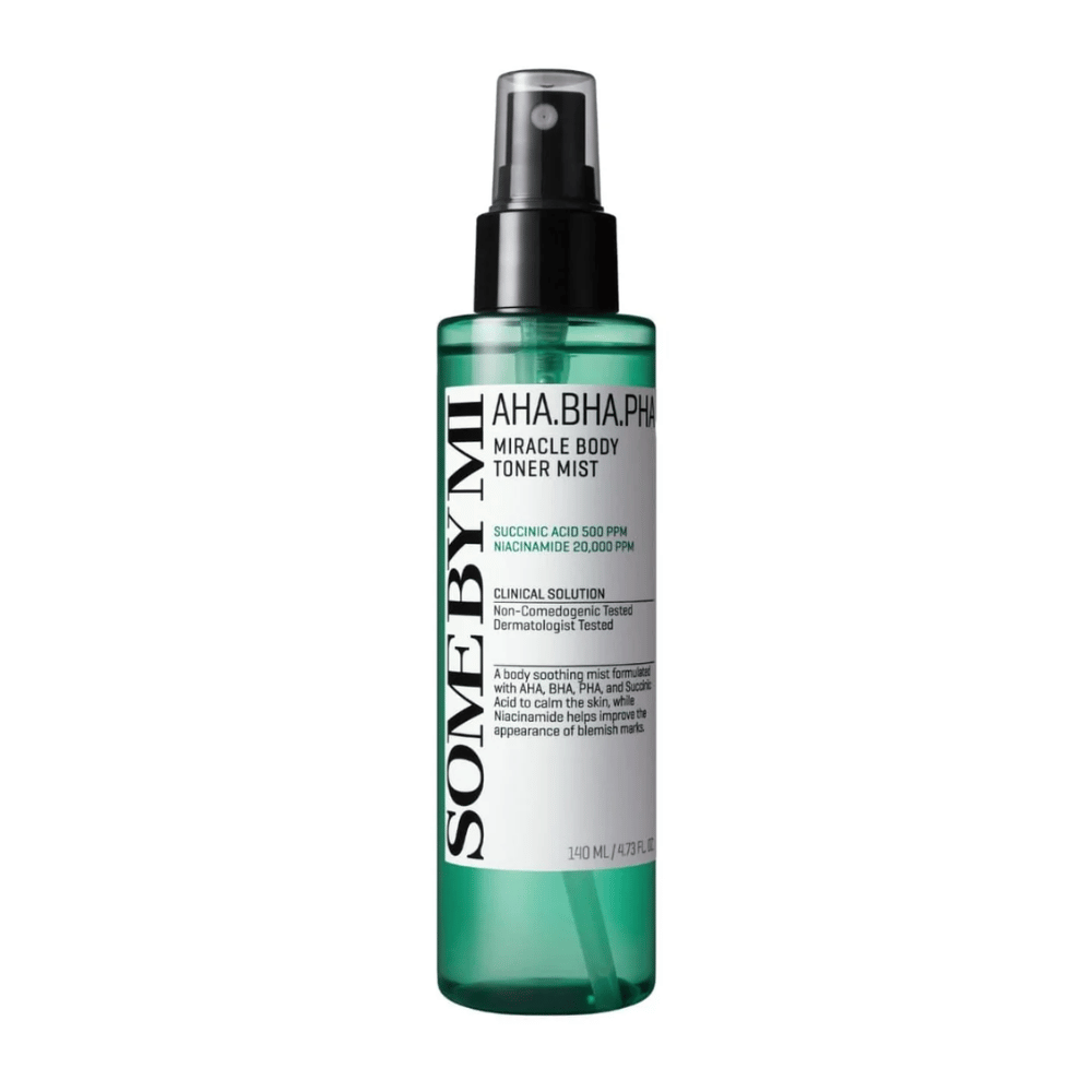 Some By Mi AHA BHA PHA Miracle Body Toner Mist kroppsspray – koreansk eksfolierende mist, der hjælper med at rense porer, reducere bumser og give en jævnere hud.