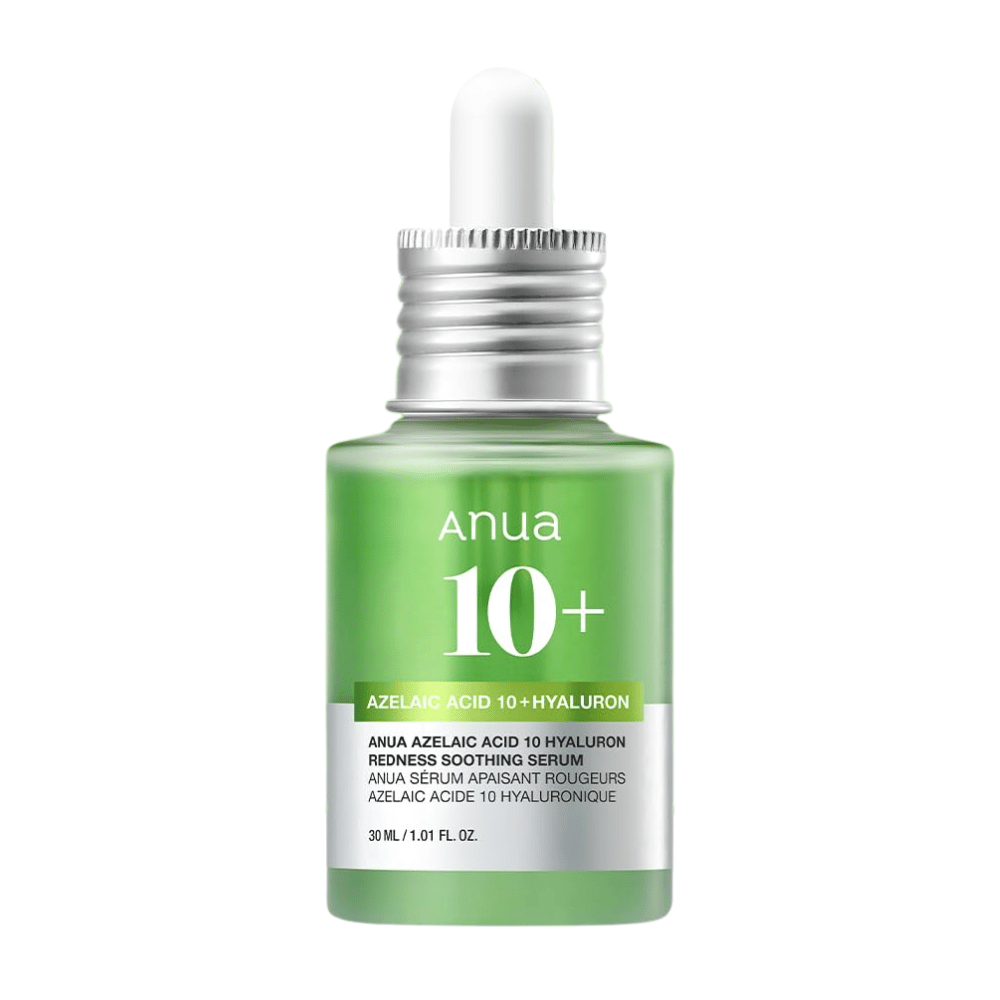 ANUA Azelaic Acid 10+ Hyaluron Serum beroliger rødme og fugter huden effektivt. Indeholder azelainsyre og hyaluronsyre for at reducere irritation og styrke hudbarrieren. Perfekt til følsom hud. Brug dagligt for synlige resultater.