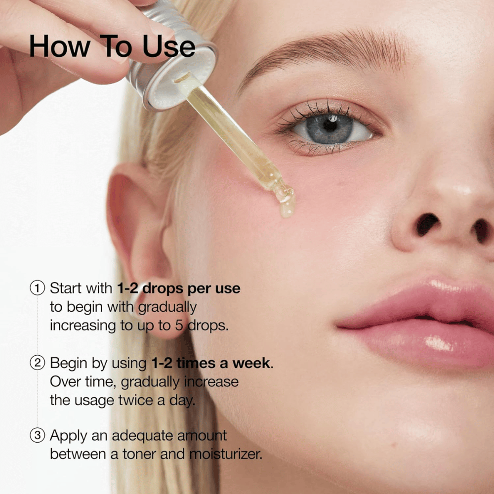 Brug af ANUA Azelaic Acid 10+ Hyaluron Serum:

Start med 1-2 dråber og øg gradvist til 5 dråber.
Brug 1-2 gange om ugen og øg derefter til daglig brug morgen og aften.
Påfør mellem toner og fugtighedscreme.