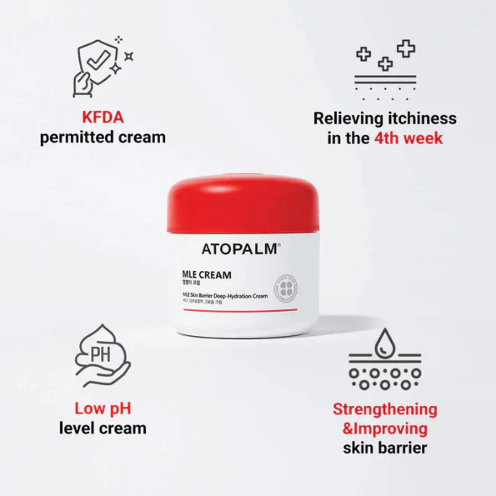 ATOPALM MLE Cream med MLE-teknologi, der balancerer fugt, fugter i dybden og styrker hudbarrieren for blødere og mere modstandsdygtig hud.