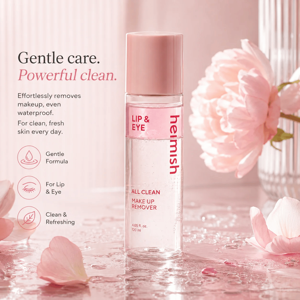 heimish All Clean Makeup Remover til skånsom fjernelse af øjen- og læbemakeup med tofaset formel