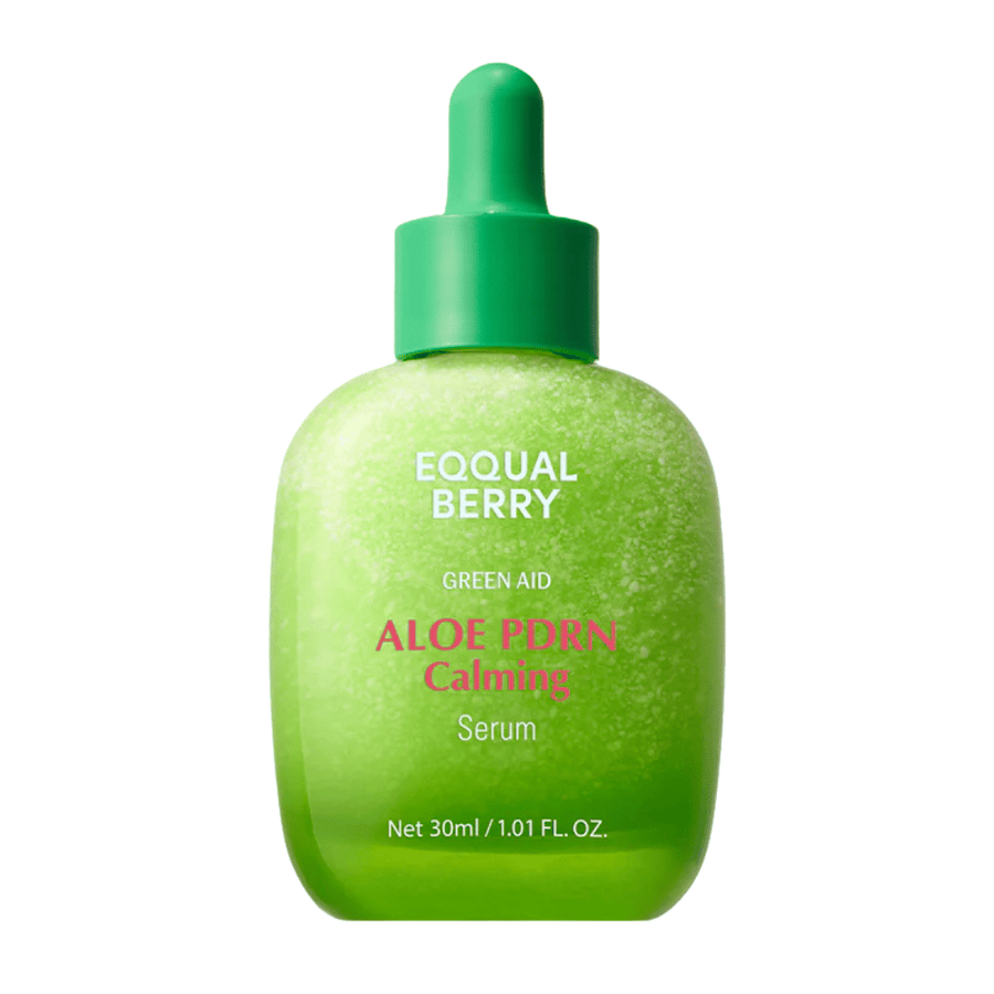 Produktbillede på EQQUALBERRY Aloe PDRN Calming Serum 30 ml – koreansk ansigtsserum med aloe og PDRN til fugtighed og hudreparation.