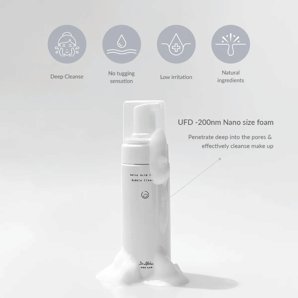Dr. Althea Amino Acid Gentle Bubble Cleanser renser i dybden med nanostore bobler, der trænger ind i porerne. Mild formel med naturlige ingredienser – perfekt til sensitiv hud.