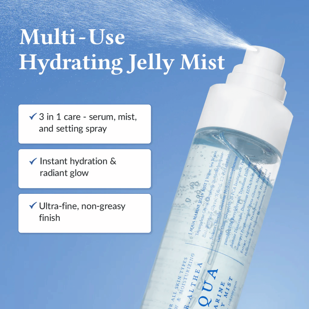 Dr. Althea Aqua Marine Jelly Mist som multifunktionel ansigtsspray til serum, mist og setting spray i ét