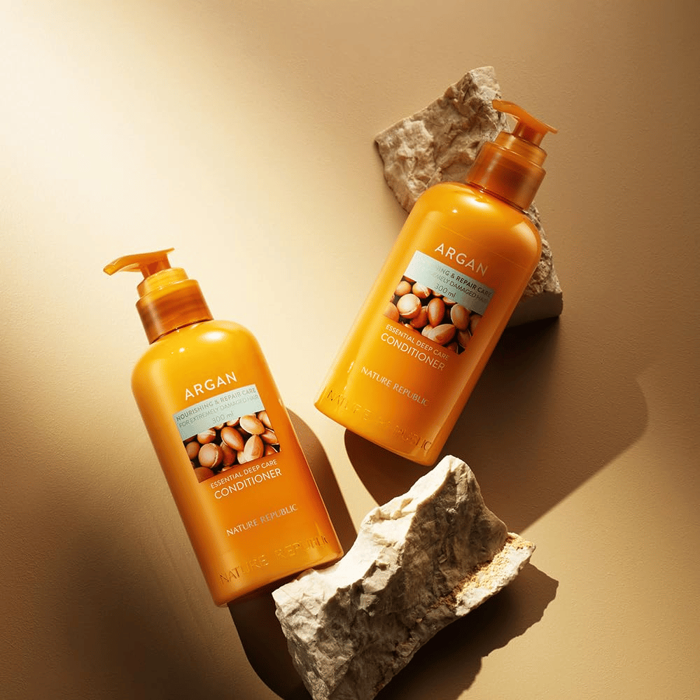 Nature Republic Argan Essential Moisture Repairing Conditioner – næringsrig balsam med arganolie til skadet hår.