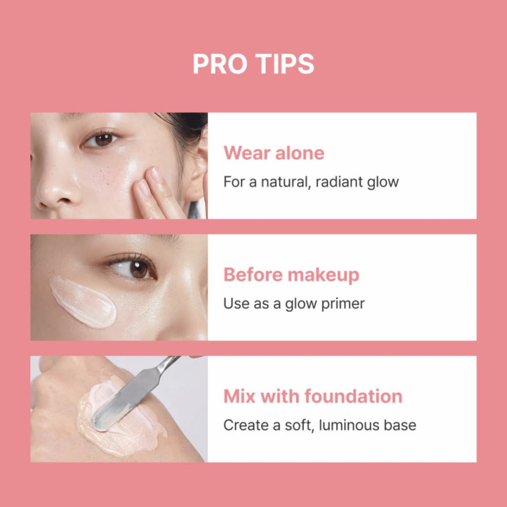 Heimish Artless Glow Base – tre måder at bruge glow primer på: alene, før makeup eller blandet med foundation for ekstra glød.