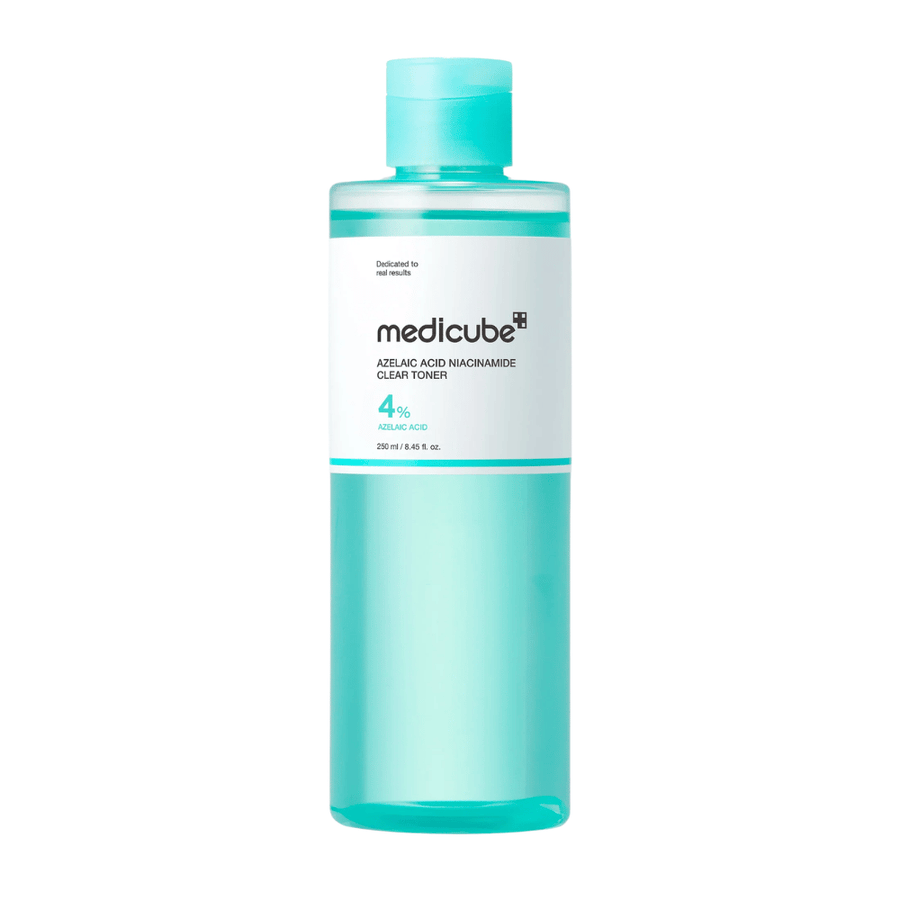 Medicube Azelaic Acid Niacinamide Clear Toner 250 ml med 4% azelainsyre, udviklet til at balancere huden, reducere overskydende olie og give en mere ensartet hudtone.