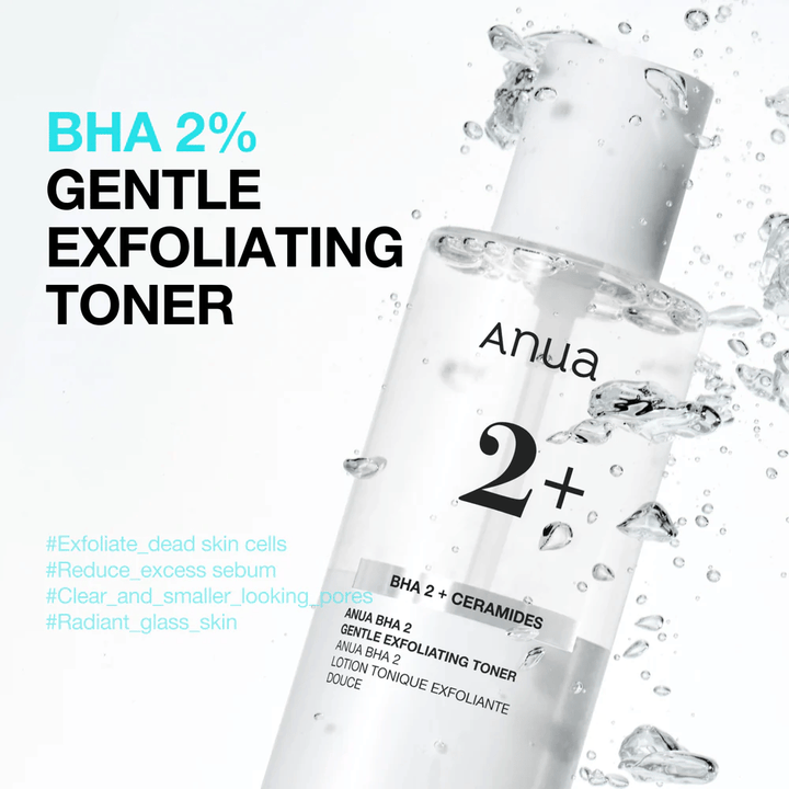 Anua BHA 2% Gentle Exfoliating Toner med ceramider – skånsom BHA-toner som reducerer tilstoppede porer og overskydende talg