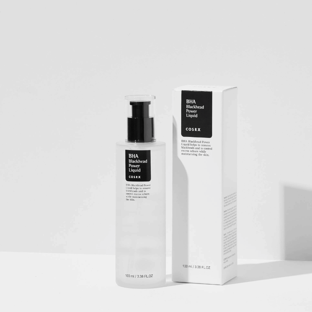 COSRX BHA Blackhead Power Liquid 100 ml med emballage – eksfolierende ansigtsserum med BHA, der modvirker hudorme og overskydende talg.