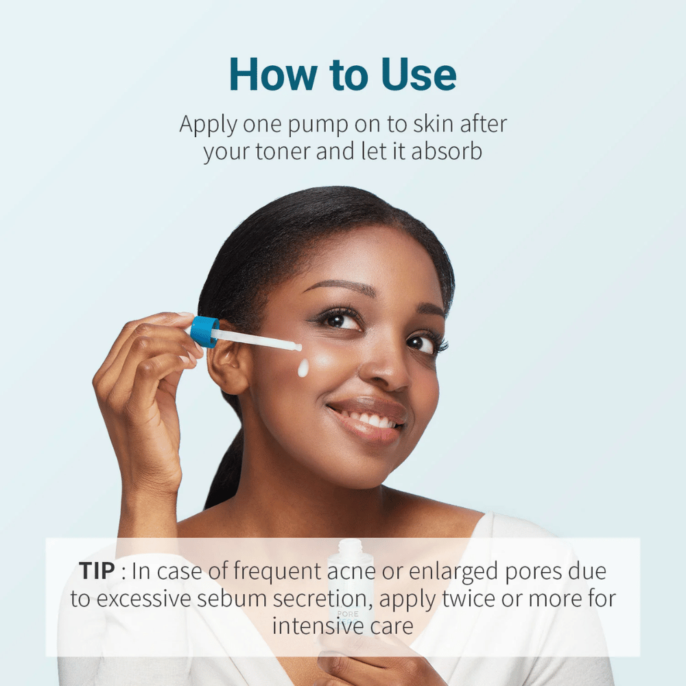 Be The Skin BHA+ Pore Zero Serum påføres med pipette efter ansigtsvand