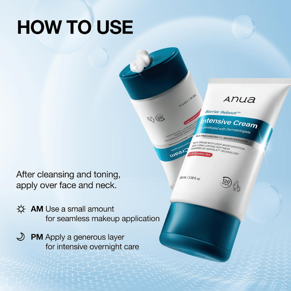 1. Anua Barrier Reboot Intensive Cream 100ml – påføring af fugtgivende ansigtscreme morgen og aften