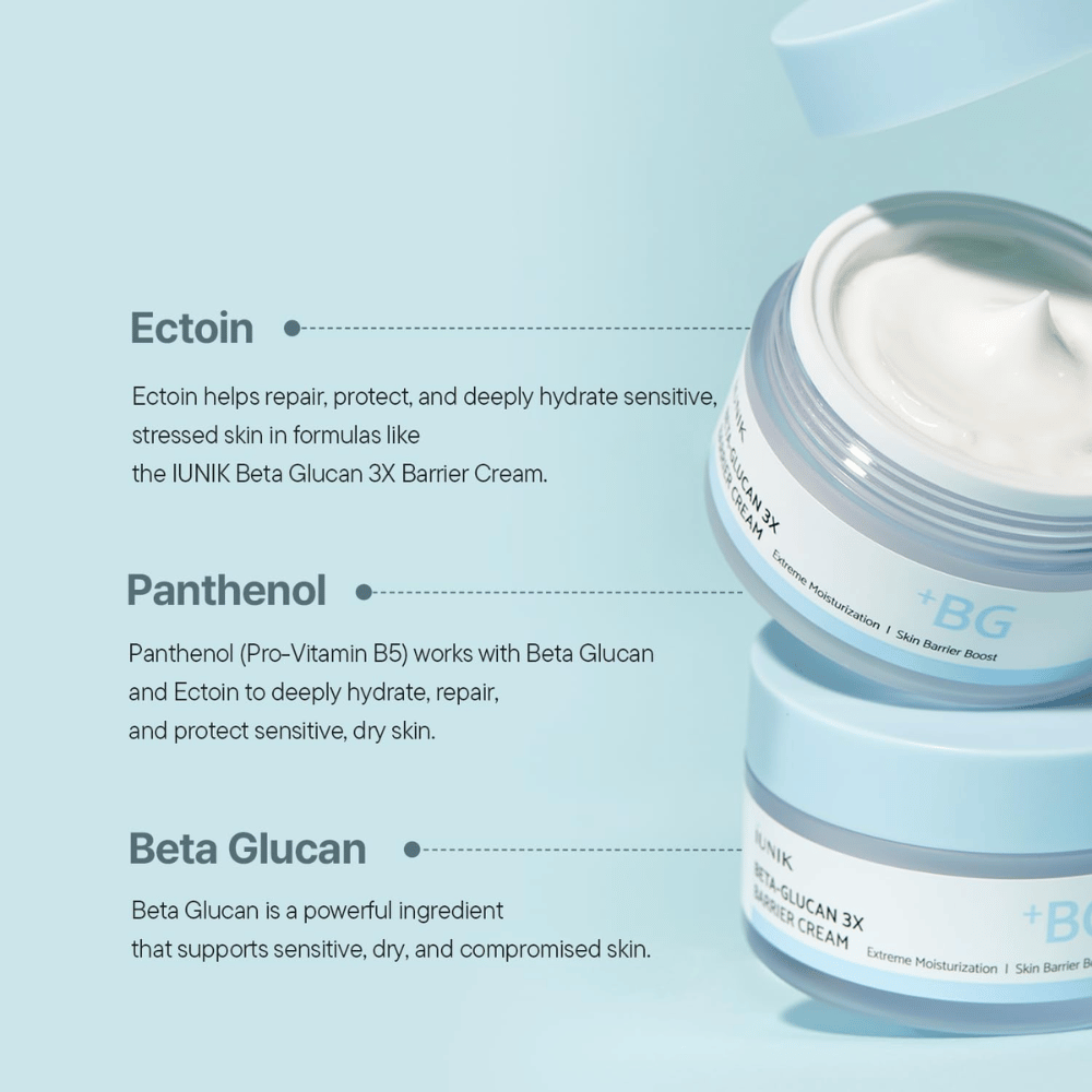 iUNIK Beta-Glucan 3X Barrier Cream med beta-glucan, ectoin og panthenol til intensiv fugt og styrket hudbarriere