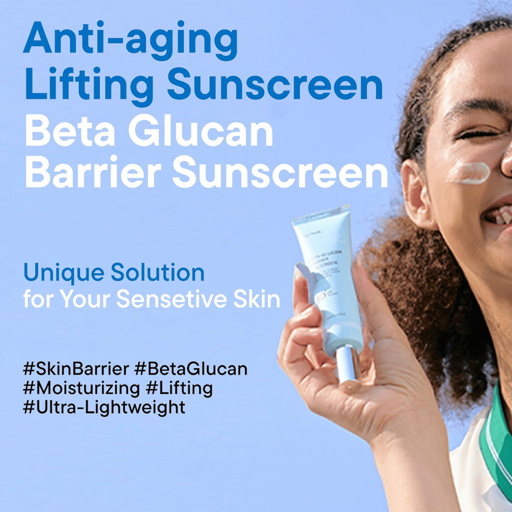 iUNIK Beta-Glucan Barrier Sunscreen SPF50+ PA++++ solbeskyttelse til sensitiv hud med beta-glukan og anti-age peptider