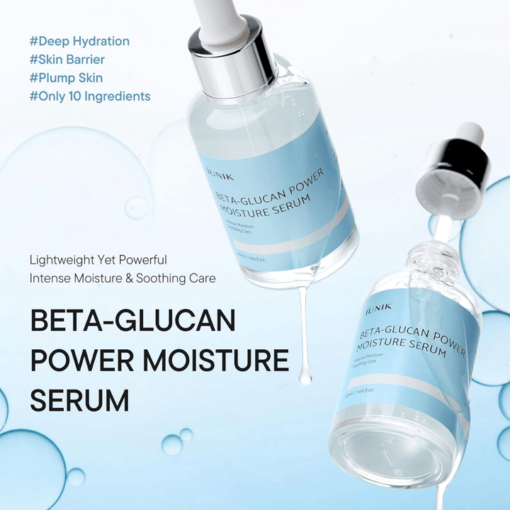 iUNIK Beta-Glucan Power Moisture Serum – koreansk ansigtsserum til dyb fugtgivning og beroligende hudpleje