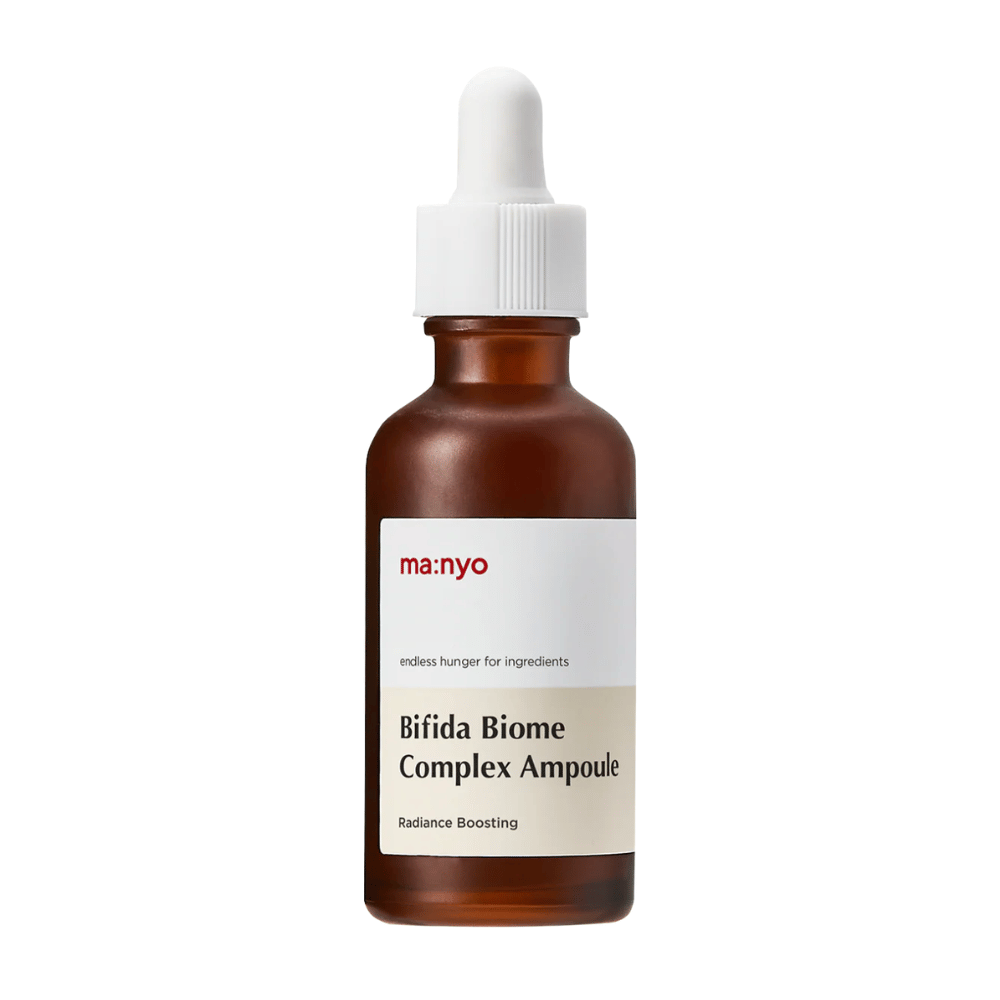 Ren frilagt produktbillede af ma:nyo Bifida Biome Complex Ampoule på lys baggrund.