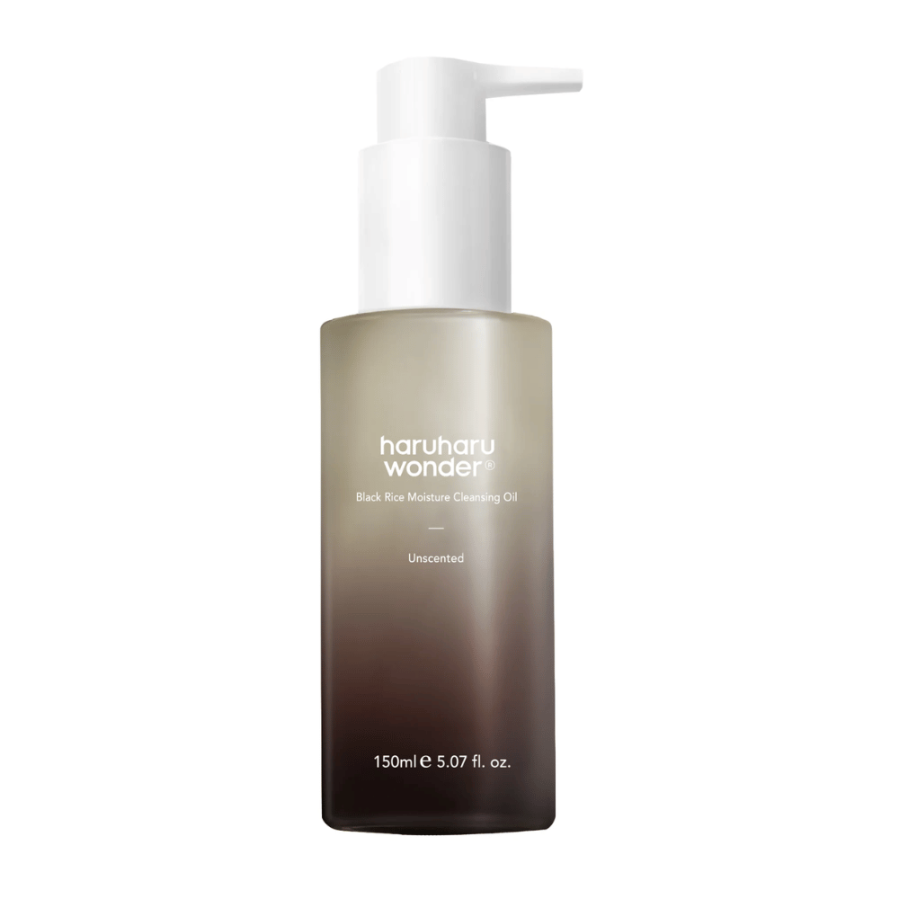 Haruharu Wonder Black Rice Moisture Cleansing Oil Unscented 150 ml – mild olierens med sort ris, der fugter og renser huden i dybden.