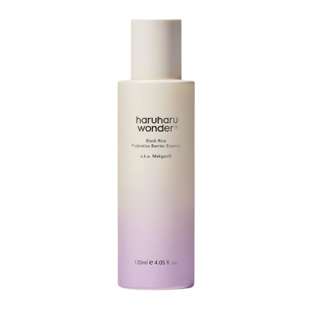 Haruharu Wonder Black Rice Probiotics Barrier Essence 120 ml med let formel, der styrker huden og giver naturlig glød