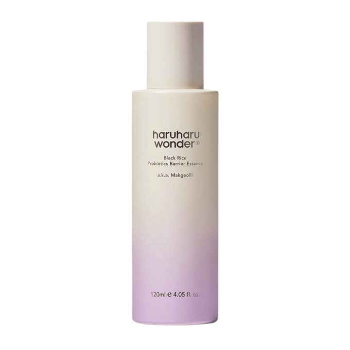 Haruharu Wonder Black Rice Probiotics Barrier Essence 120 ml med let formel, der styrker huden og giver naturlig glød