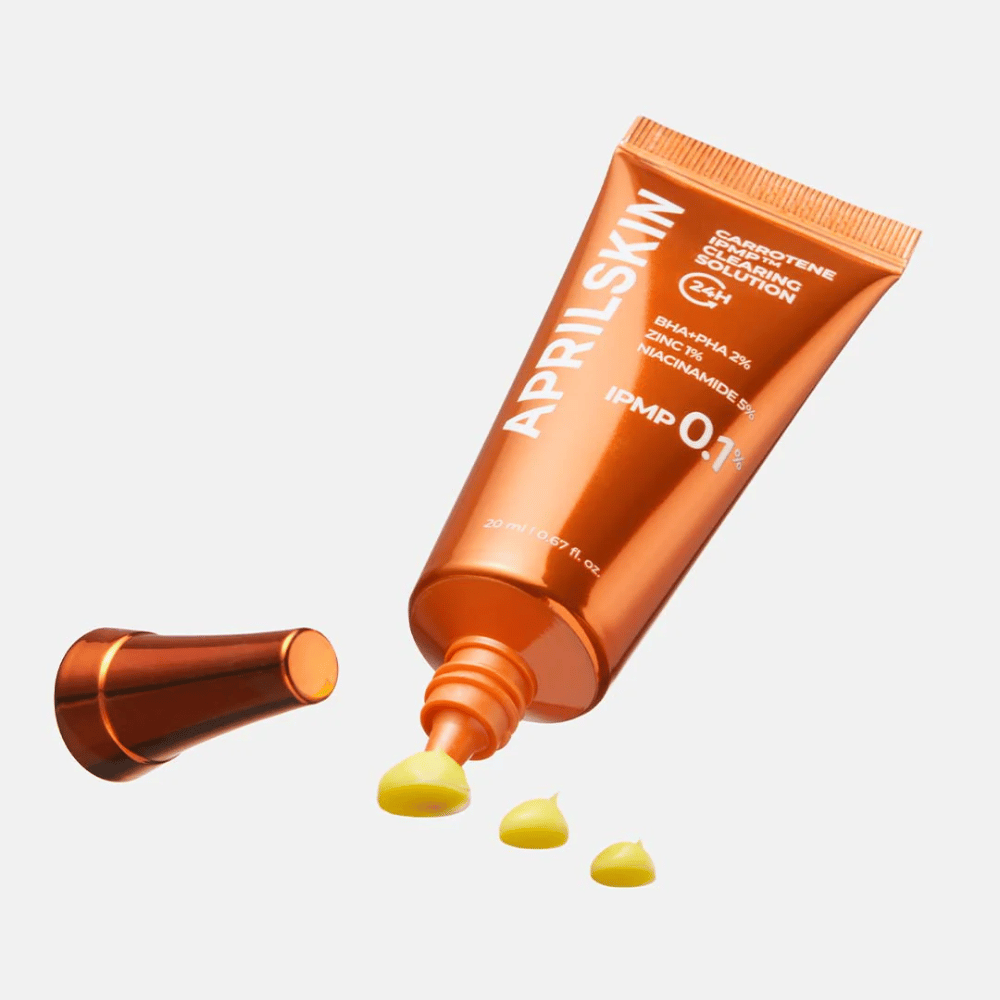 APRILSKIN Carrotene IPMP Clearing Solution spot treatment mod bumser og uren hud, koncentreret formel med IPMP 0.1 % og eksfolierende syrer