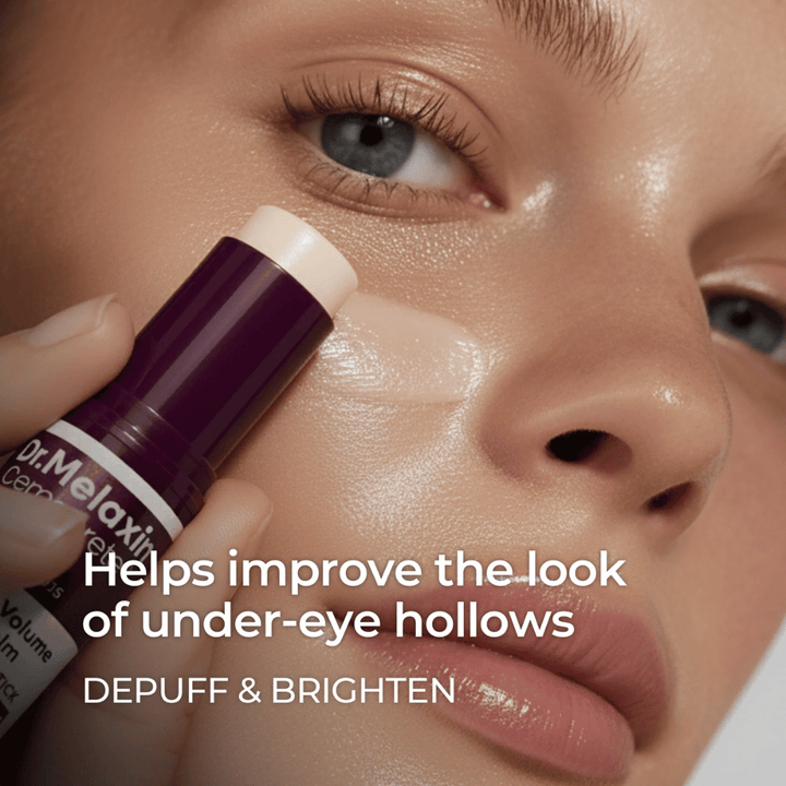 Dr. Melaxin Calcium Volume Multi Balm anvendes under øjnene for at mindske hævelse, lysne op og forbedre synlige hulrum.