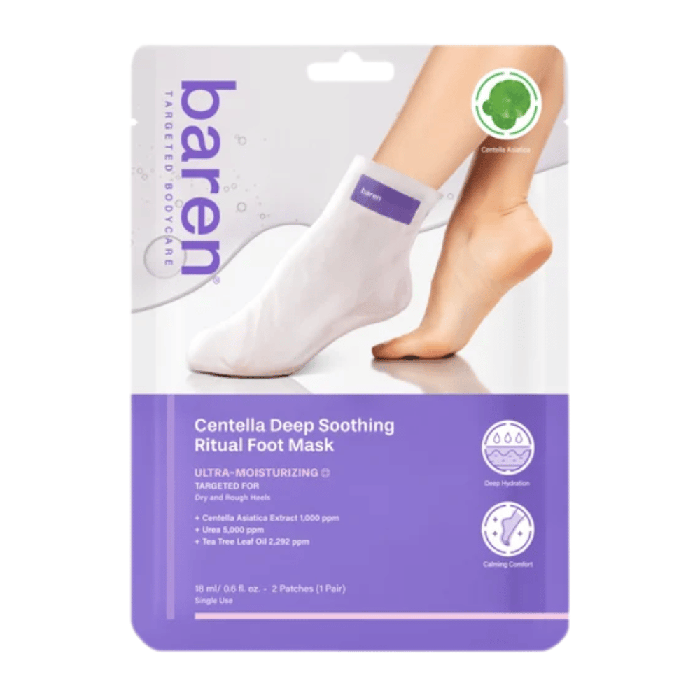 9. Baren Centella Deep Soothing Ritual Foot Mask 18 ml – fugtgivende fodmaske med centella asiatica og urea til tørre og ru fødder