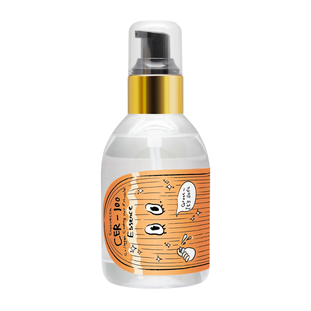 Enkelt produktbillede af Elizavecca CER-100 Collagen Coating Hair A+ Muscle Essence mod lys baggrund.