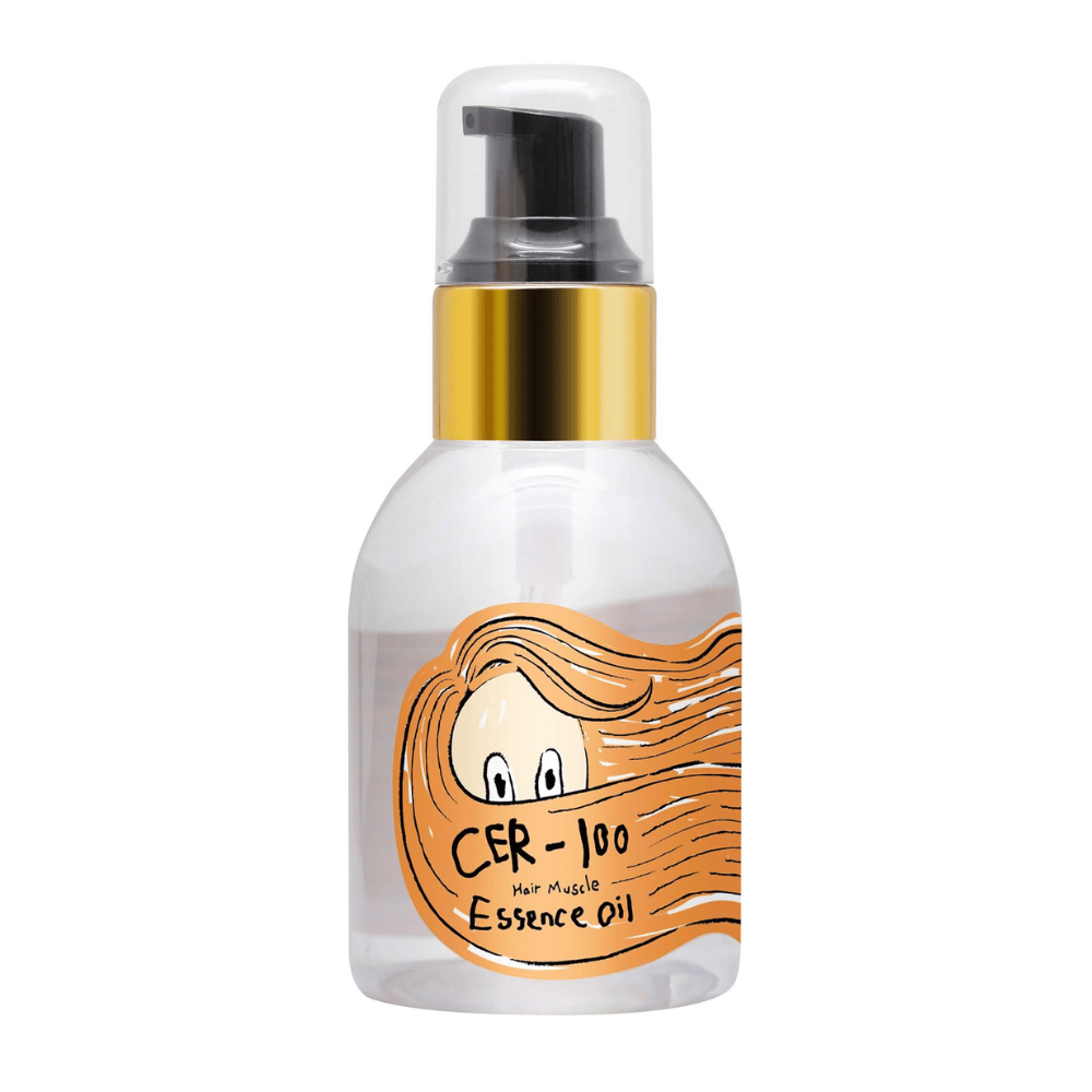Elizavecca CER-100 Hair Muscle Essence Oil hårolie – næringsrig koreansk hårolie, der hjælper med at reparere skadet hår, fugte længder og give et silkeblødt resultat.
