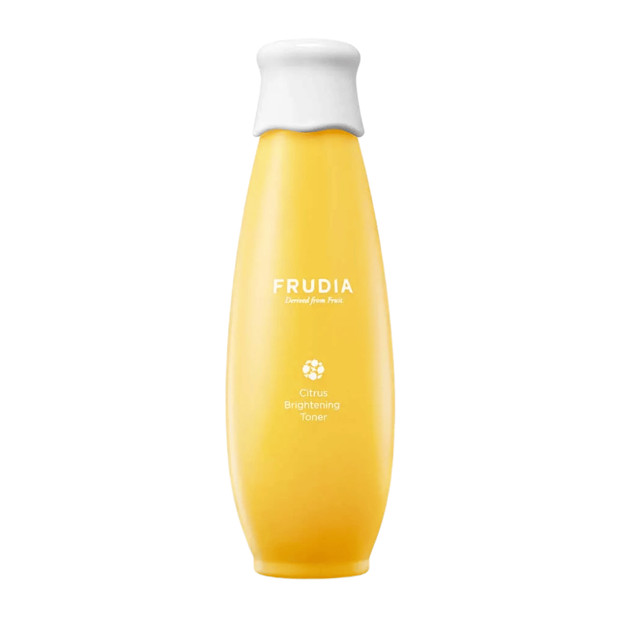FRUDIA Citrus Brightening Toner 195 ml – koreansk ansigtsvand med citrus og vitamin C, der lysner hudtonen, fugter og giver huden en frisk, jævn glans.