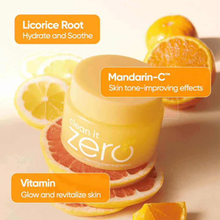 Banila Co Clean It Zero Mandarin-C cleansing balm med appelsinekstrakt som forbedrer hudtone, glød og modvirker ujævn hud og fine linjer