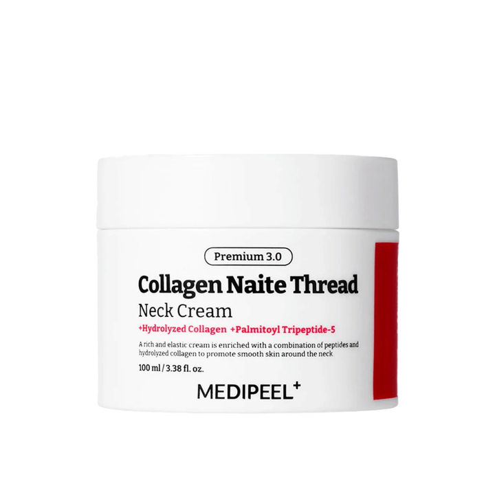 MEDIPEEL Collagen Naite Thread Neck Cream Premium 3.0 100 ml – koreansk halscreme med kollagen og Palmitoyl Tripeptide-5 til opstramning, anti-age og forbedret hudstruktur.