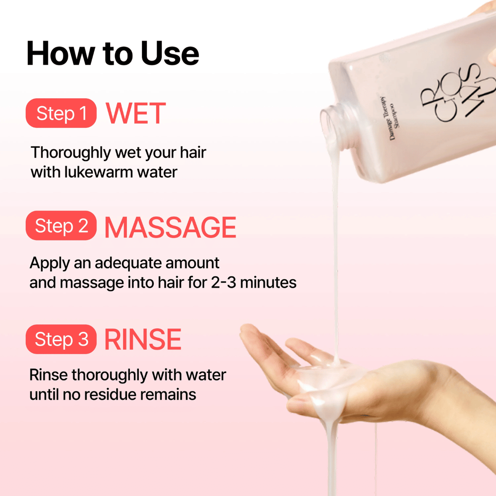 Sådan bruger du GROWUS Damage Therapy Shampoo EX til at rense og reparere skadet hår