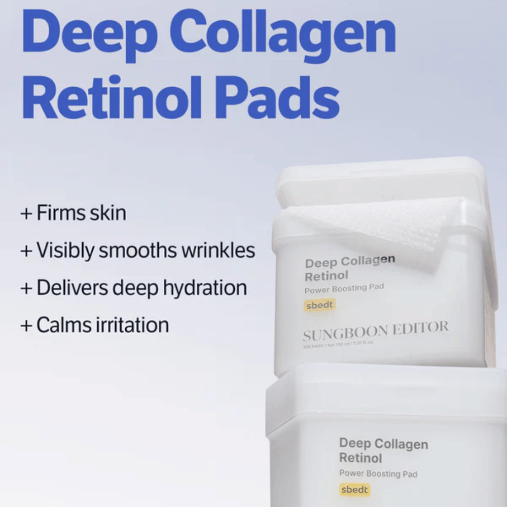 Koreanske retinol-pads med kollagen, som hjælper med at mindske rynker, styrke huden og forbedre hudens struktur