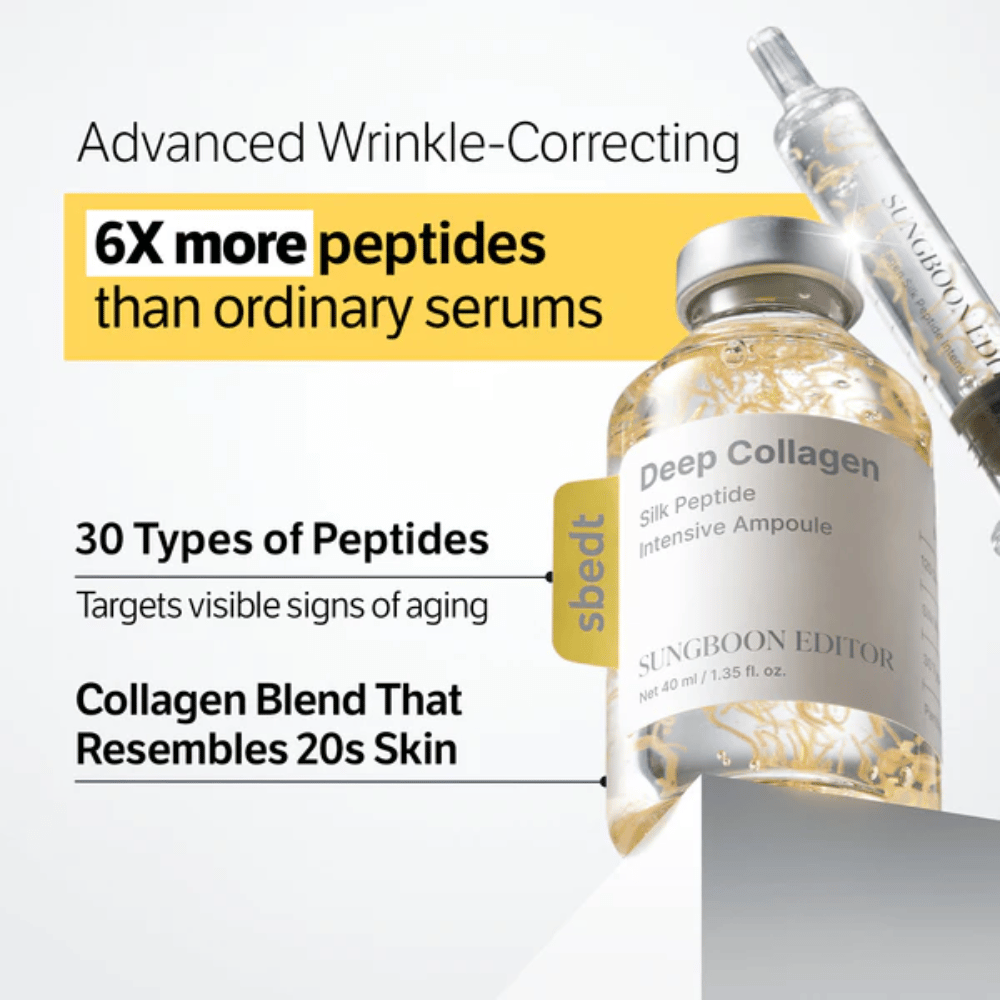SUNGBOON EDITOR Deep Collagen Silk Peptide Intensive Ampoule – avanceret serum med kollagen og peptider, der hjælper med at forbedre hudens fasthed og reducere synlige alderstegn.