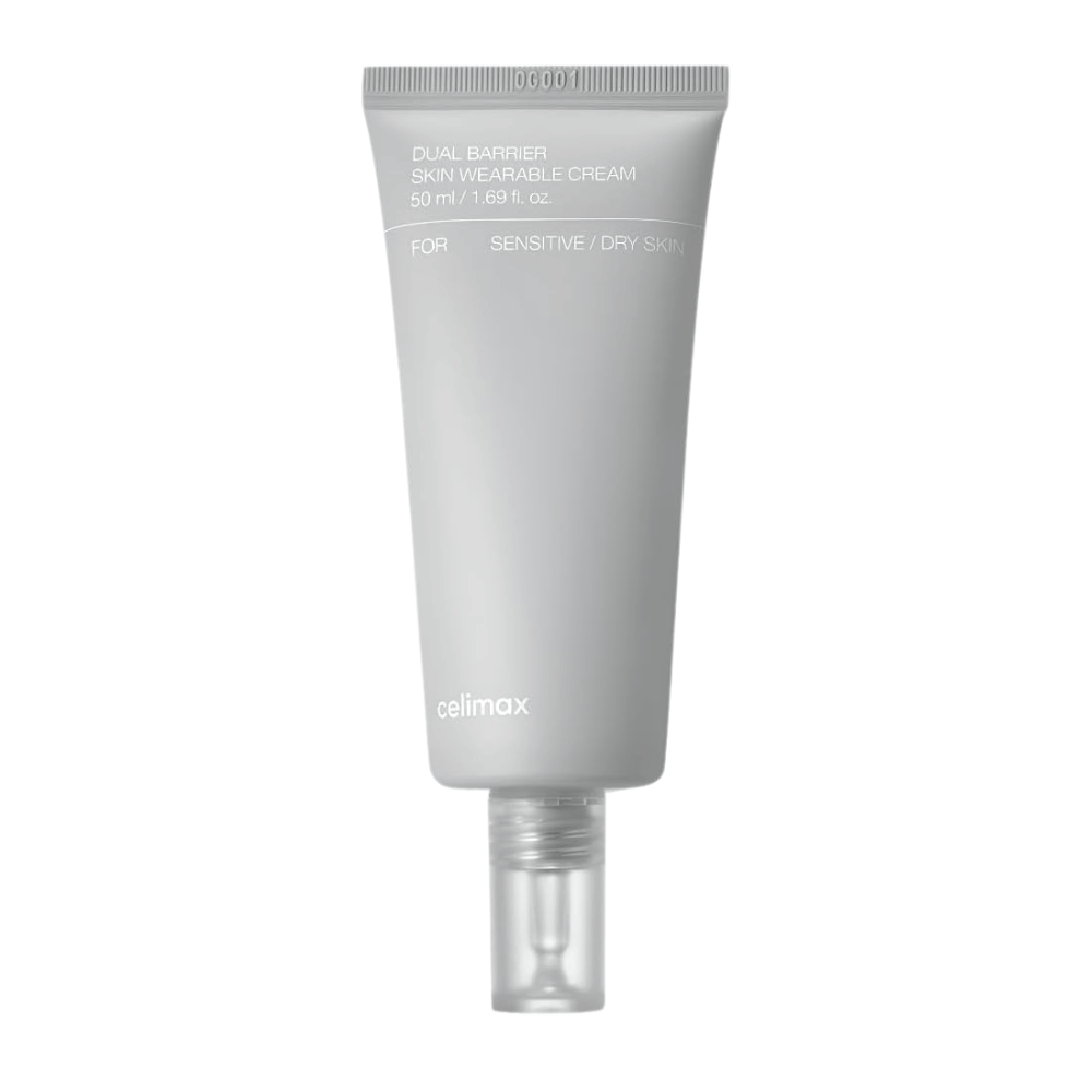 Celimax Dual Barrier Skin Wearable Cream til følsom og tør hud, fugtgivende ansigtscreme der styrker hudbarrieren og mindsker irritation.