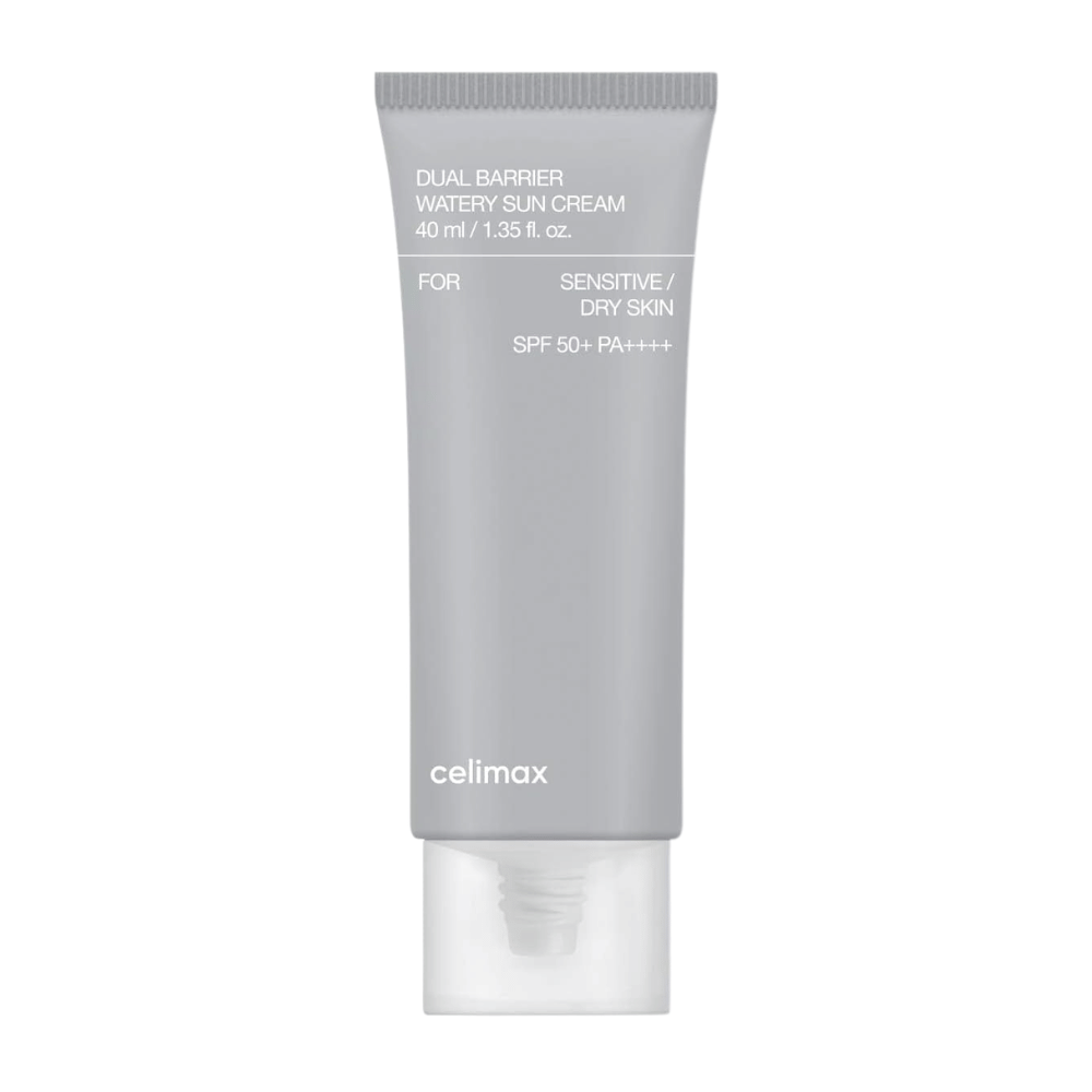 Celimax Dual Barrier Watery Sun Cream SPF50+ PA++++ 40 ml – fugtgivende mineralbaseret solbeskyttelse til tør og sensitiv hud med ceramider og Aquatide.