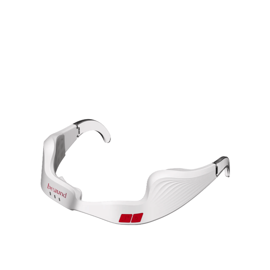 Frilagt produktbillede af Beaund Eye Rejuv i minimalistisk hvidt design med transparente detaljer og intuitive kontrolknapper.