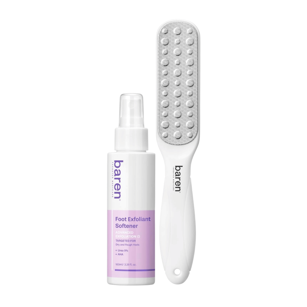BAREN Foot Callus Eraser Home Set – Foot Exfoliant Softener og dobbeltsidet fodfil til tørre fødder og hård hud